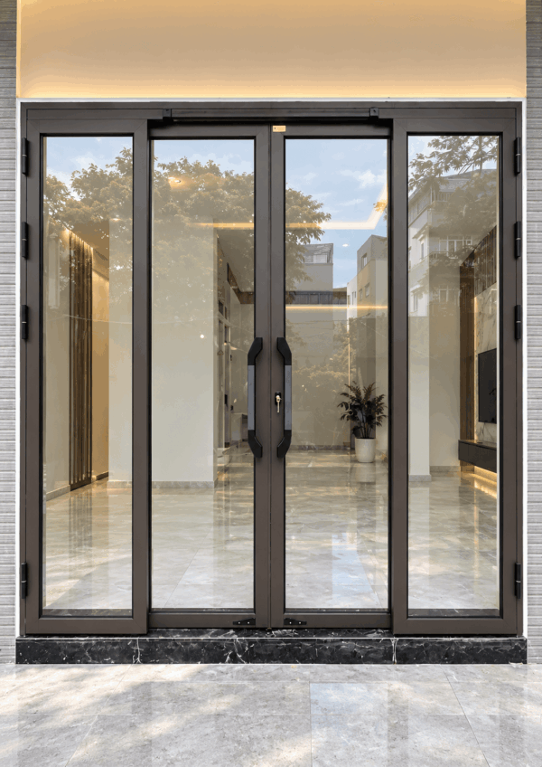 Cửa trượt quay Eurotech Hệ Vip 68  (Nẹp rời 8.0) Màu cà phê 2 cánh