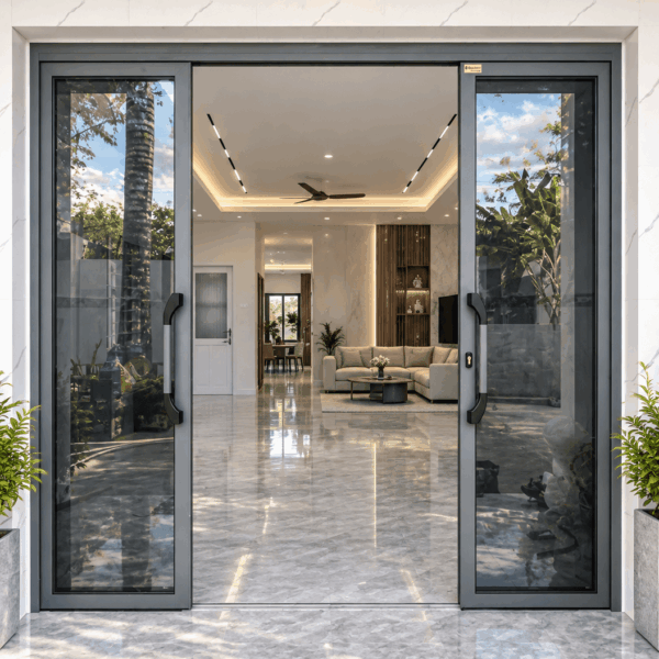 Cửa trượt quay Eurotech Hệ Vip 68 – Nẹp rời 8.0 Màu Ghi Xám