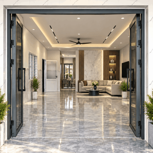 Cửa trượt quay Eurotech Hệ Vip 68 – Nẹp rời 8.0 Màu Ghi Xám