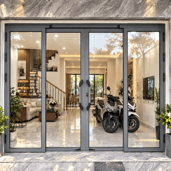 Cửa trượt quay Eurotech Hệ Vip 68 – Nẹp rời 8.0 Màu Ghi Xám