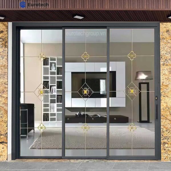 Cửa slim trươt quay Eurotech 3 cánh (hệ nẹp rời 8.0) Premium 2025