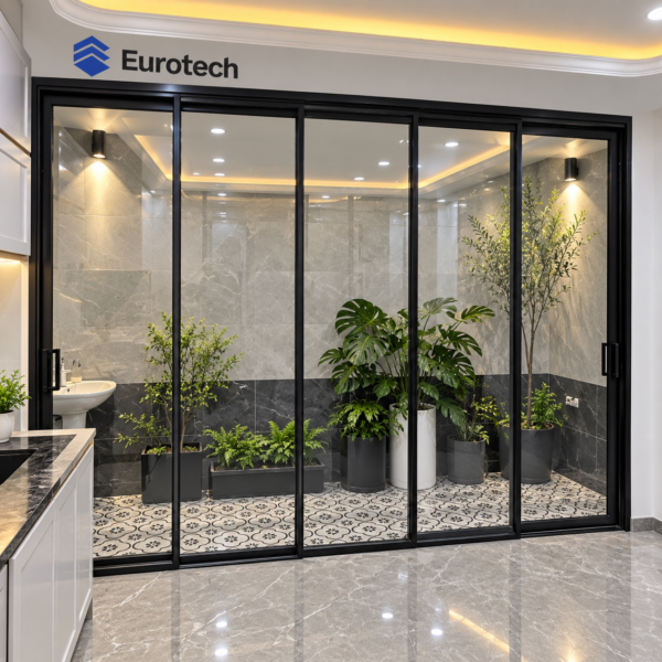 Cửa trượt slim Eurotech 5 cánh Hệ nội thất vip 1.6