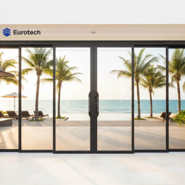 Cửa Slim trượt quay Eurotech 6 cánh Hệ ngoại thất- nẹp rời 8.0