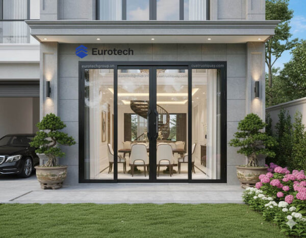 Cửa trượt quay Eurotech Hệ VIP68- NẸP RỜI 8.0 Màu Đen