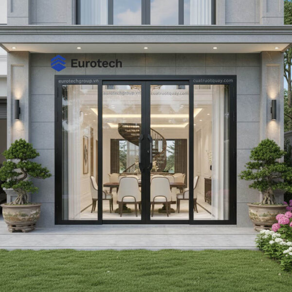 Cửa trượt quay Eurotech Hệ VIP68- NẸP RỜI 8.0 Màu Đen