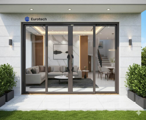 Cửa trượt quay Eurotech Hệ VIP68- NẸP RỜI 8.0 Màu Nâu Cà Phê