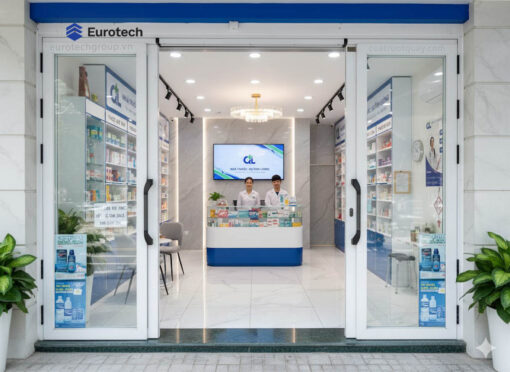 CỬA TRƯỢT QUAY EUROTECH HOÀNG GIA MÀU TRẮNG mặt bằng kinh doanh
