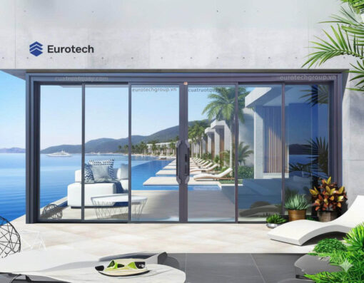 Cửa Slim trượt quay Eurotech 6 cánh Hệ ngoại thất- nẹp rời 8.0