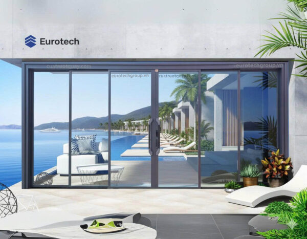 Cửa Slim trượt quay Eurotech 6 cánh Hệ ngoại thất- nẹp rời 8.0