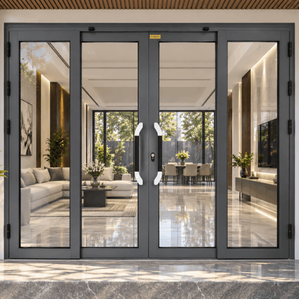Cửa trượt quay Eurotech Hệ VIP 88 - nẹp rời 8.0 màu ghi xám