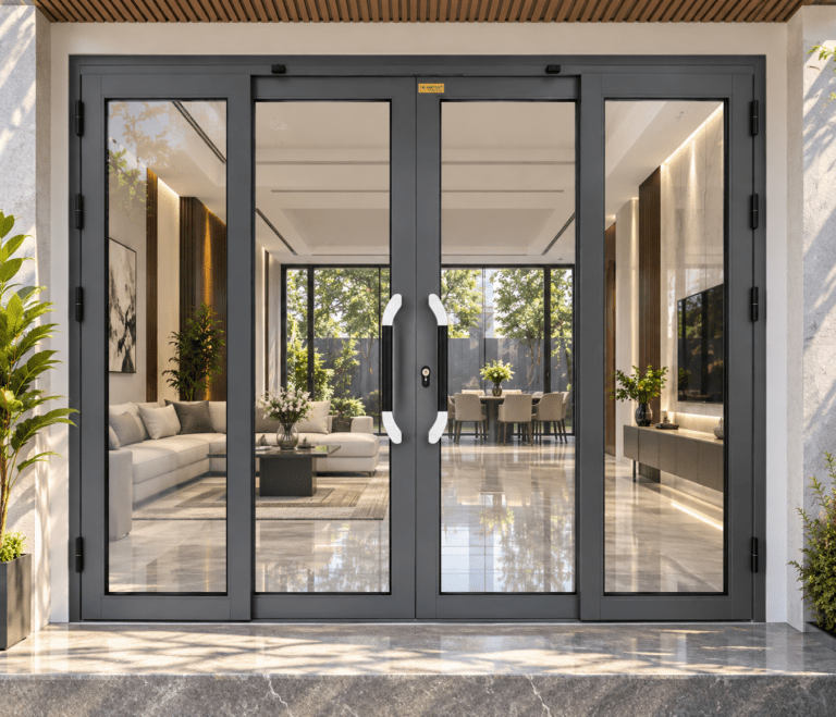 Cửa trượt quay Eurotech Hệ VIP 88 - nẹp rời 8.0 màu ghi xám