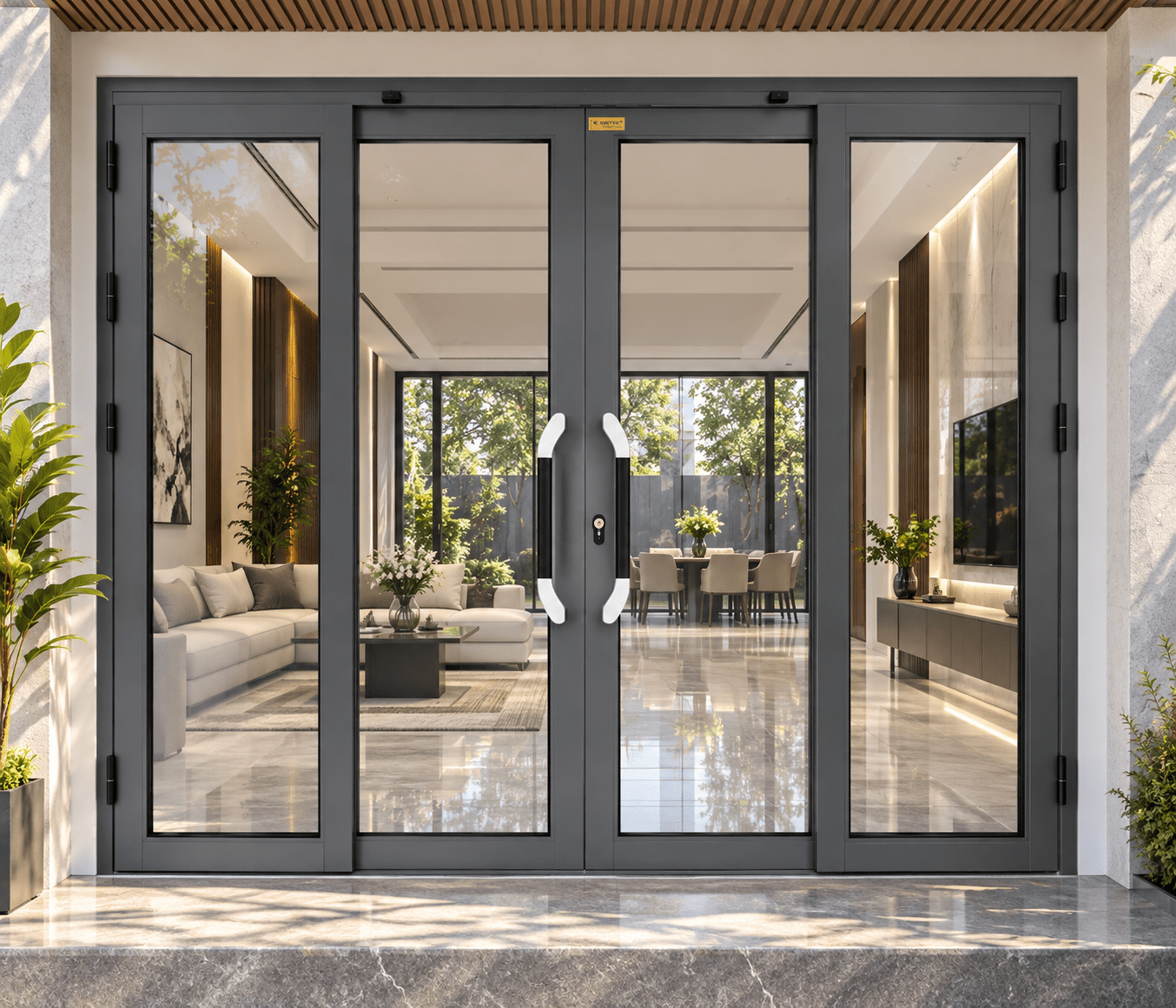 Cửa trượt quay Eurotech Hệ VIP 88 - nẹp rời 8.0 màu ghi xám