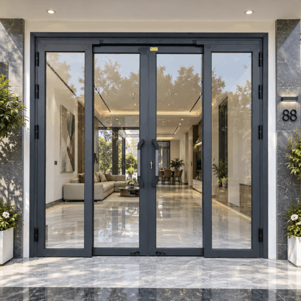 Cửa trượt quay Eurotech Hệ VIP 88 - nẹp rời 8.0 màu xám đá