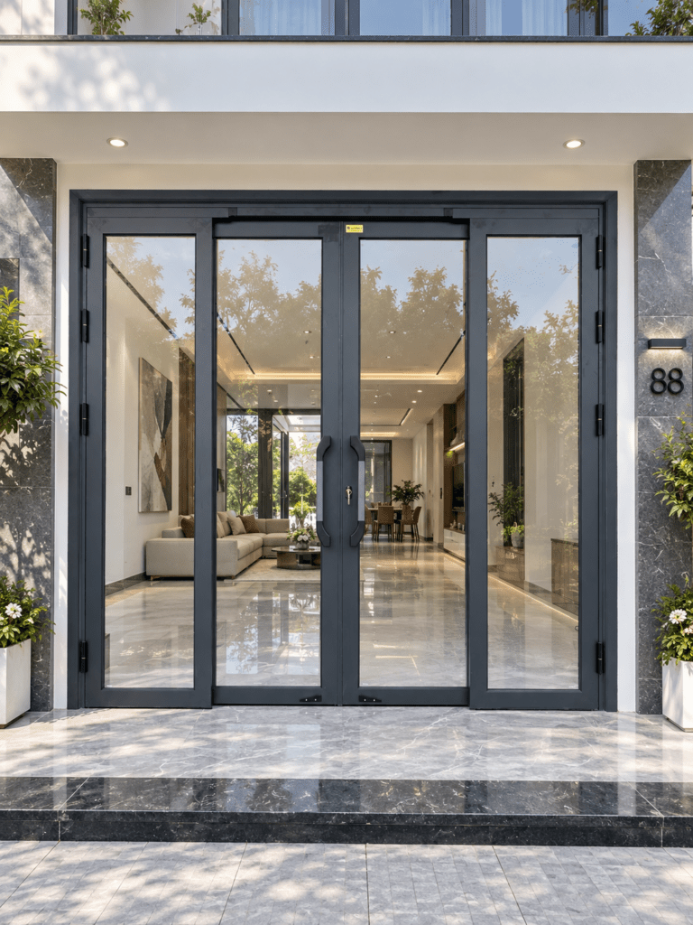 Cửa trượt quay Eurotech Hệ VIP 88 - nẹp rời 8.0 màu xám đá