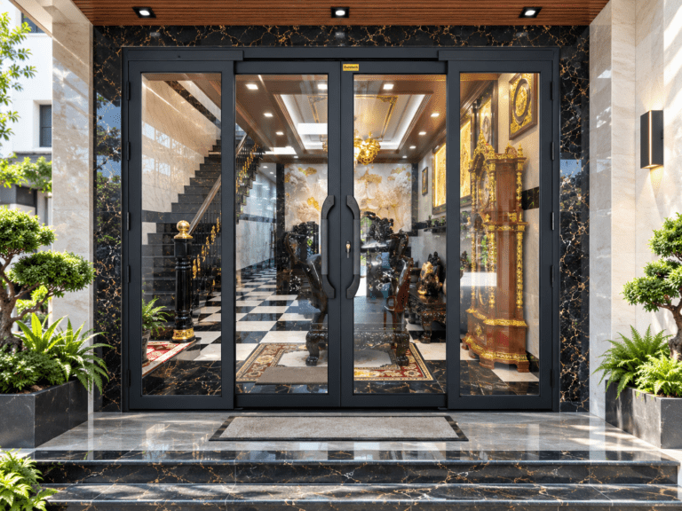 Cửa trượt quay Eurotech Hệ VIP68- NẸP RỜI 8.0 Màu Đen