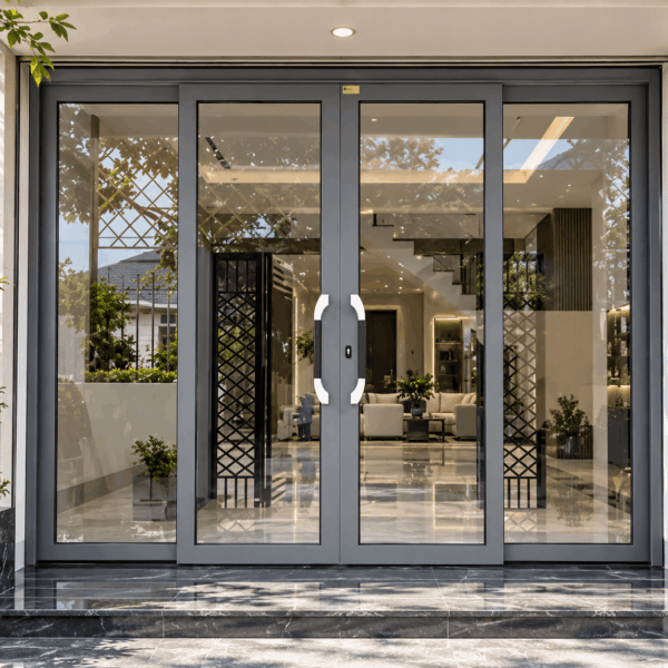 Cửa Trượt Quay Eurotech Hệ Hoàng Gia Bản 90 – Nẹp Rời 8.0 Màu Ghi Xám