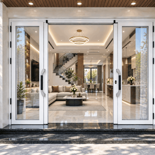 Cửa Trượt Quay Eurotech Hệ Hoàng Gia Bản 90 - Nẹp Rời 8.0 Màu Trắng