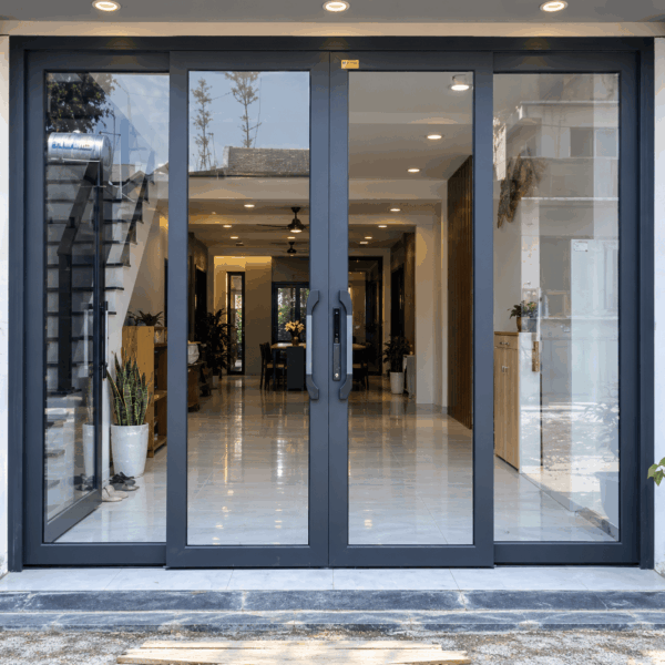 Cửa trượt quay Eurotech hệ Hoàng Gia Bản 90 nẹp rời 8.0 – màu xám đá, không ô fix