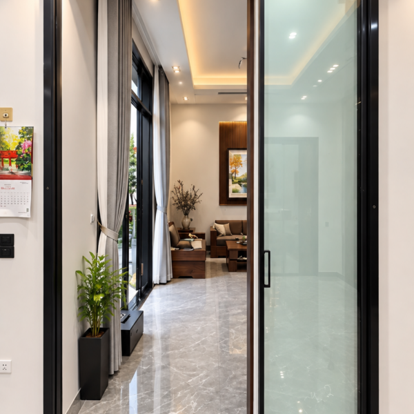 Cửa trượt Slim Eurotech hệ nội thất 2 canh hanh lang