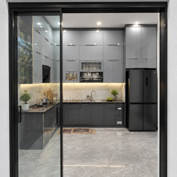 Cửa trượt Slim Eurotech hệ nội thất 3 canh ngan bep 01