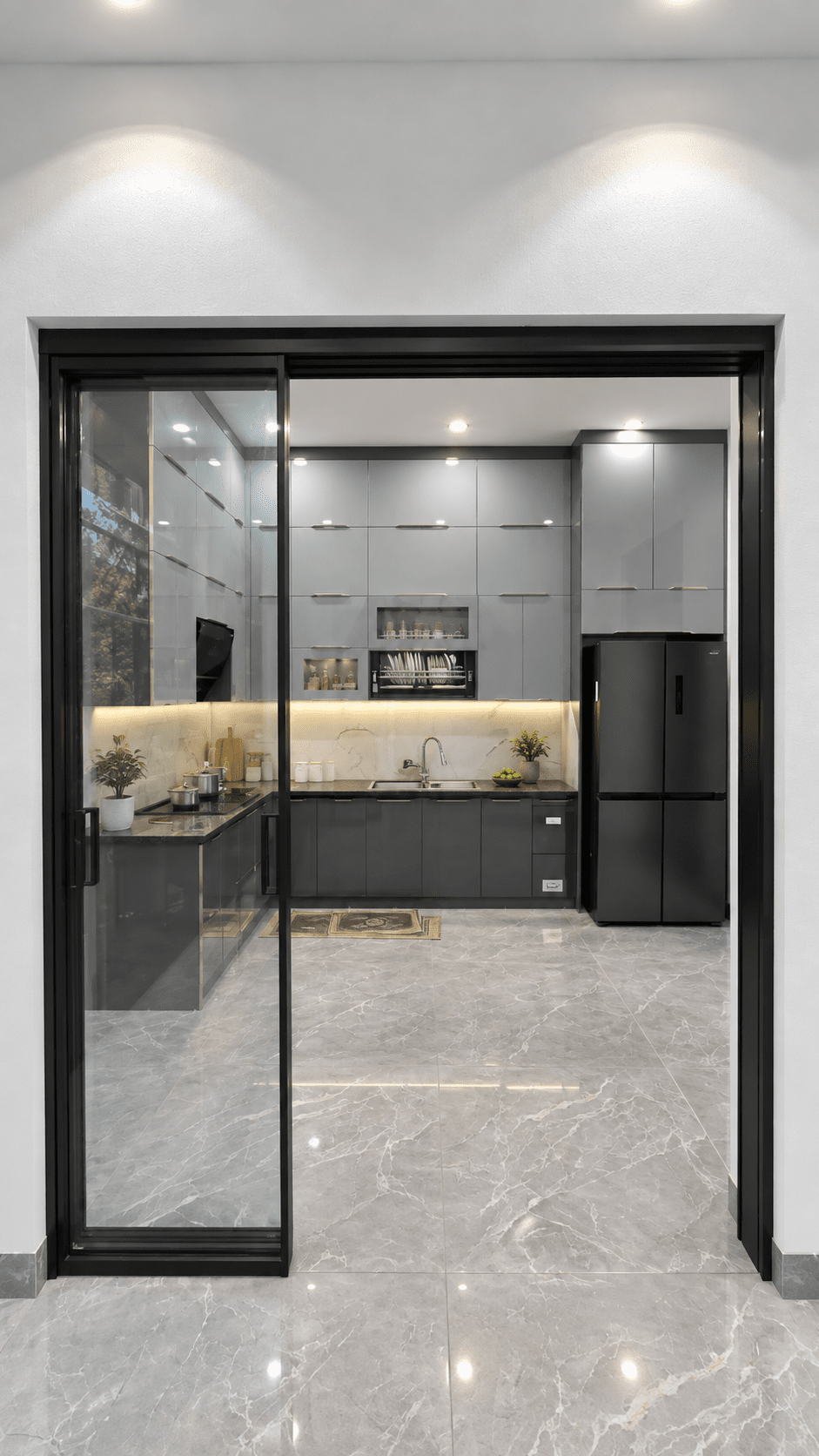 Cửa trượt Slim Eurotech hệ nội thất 3 canh ngan bep 01
