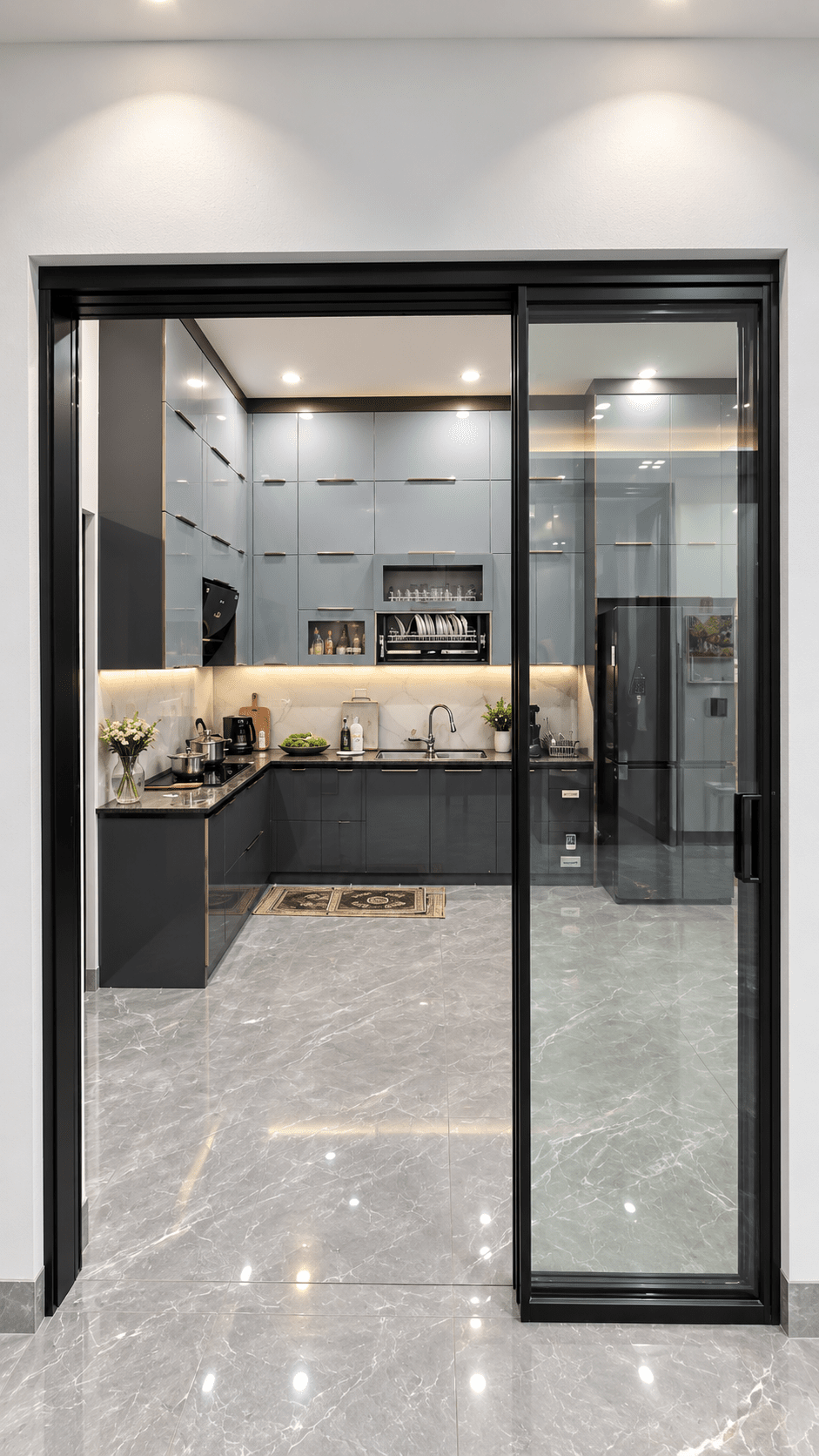 Cửa trượt Slim Eurotech hệ nội thất 3 canh ngan bep 02