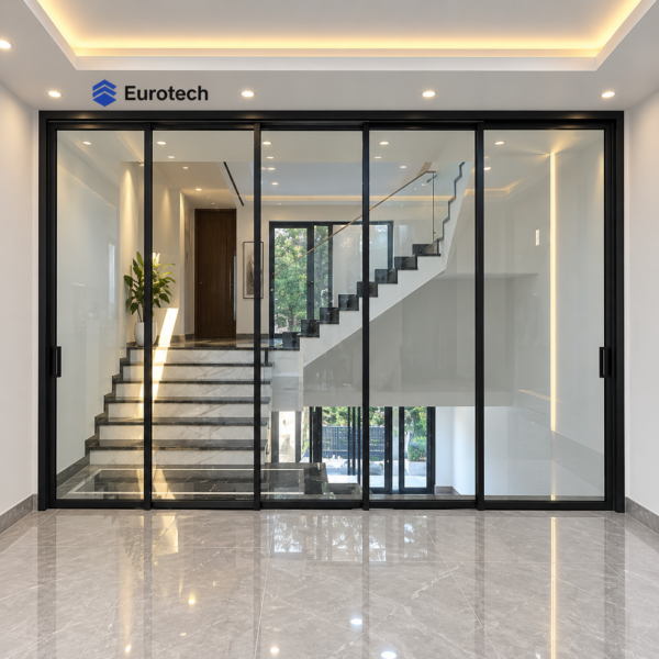 Cửa trượt Slim Eurotech hệ nội thất 5 canh ngan cau thang