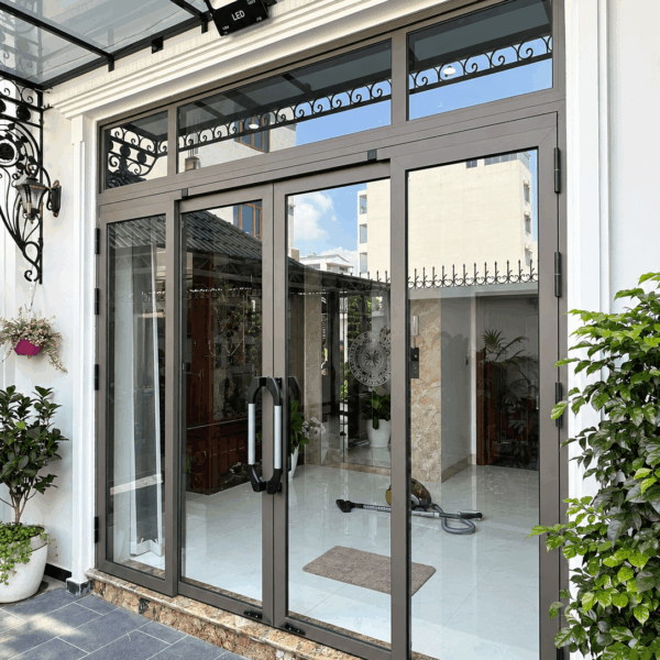 Cửa Trượt Quay Eurotech Hệ VIP 68 - Nẹp Rời 8.0 Màu Nâu Cà Phê – Có Ô Fix