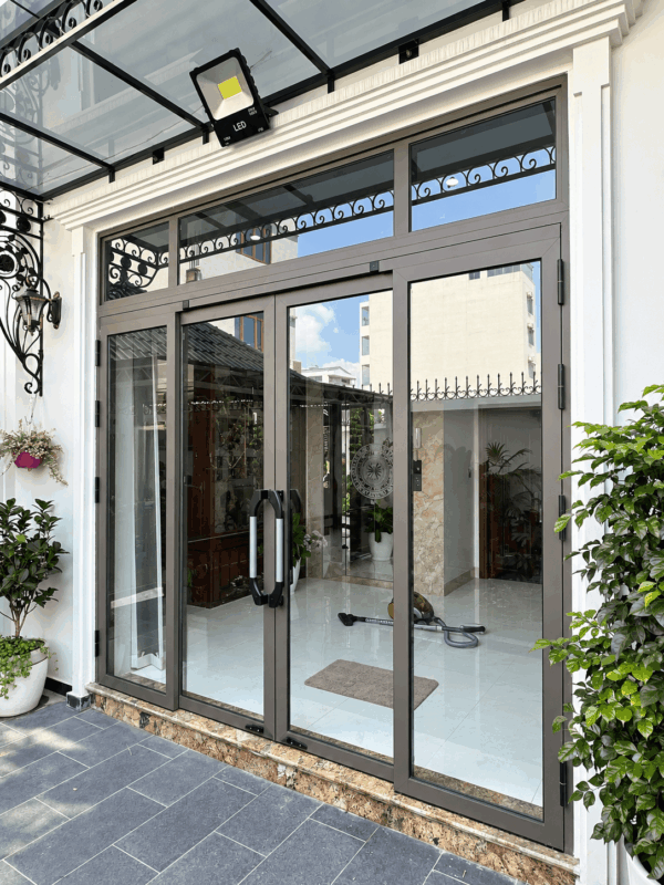 Cửa Trượt Quay Eurotech Hệ VIP 68 - Nẹp Rời 8.0 Màu Nâu Cà Phê – Có Ô Fix