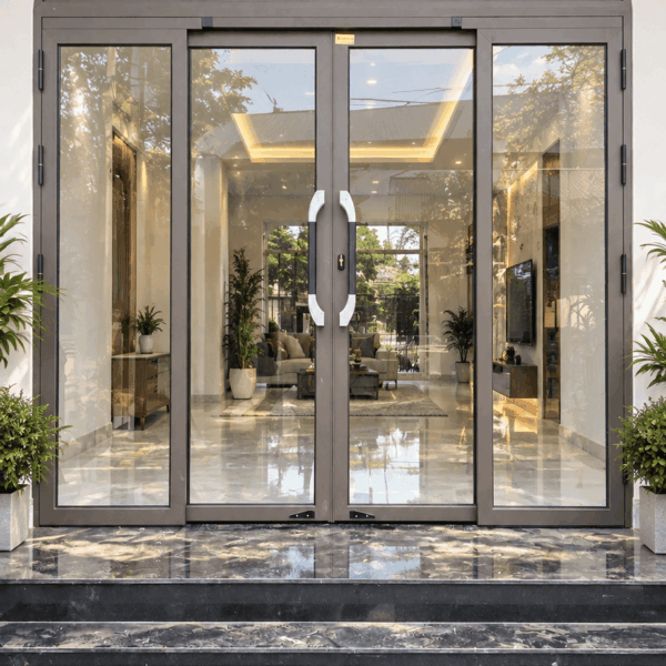 Cửa Trượt Quay Eurotech Hệ VIP 68 - Nẹp Rời 8.0 Màu Nâu Cà Phê – Uốn Vòm