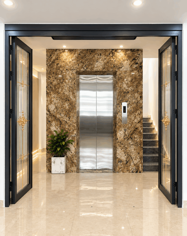 Cửa Trượt Quay Eurotech Hệ VIP 68 - Nẹp Rời 8.0 Màu Xám Đá – 4 Cánh Kính Hộp Nan Đồng